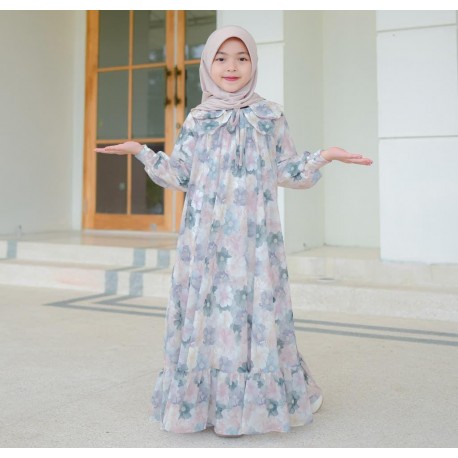 Emerald Floral Flowy Collar Gamis