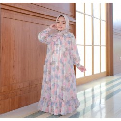 Rose Floral Flowy Collar Gamis