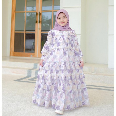 Orchid Floral Flowy Gamis