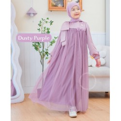 Dusty Purple Big Side Ribbon Tulle Gamis