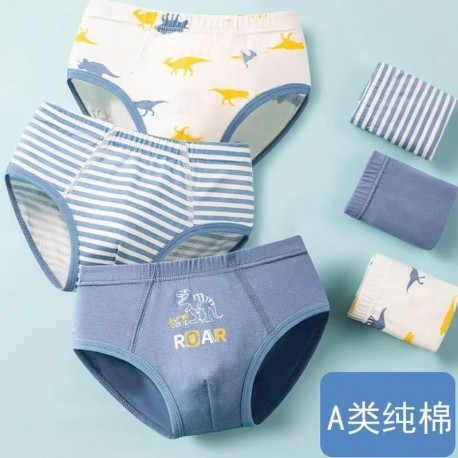 3pcs Blue Dinosaurs Underwear