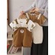 2in1 Brown Cute Bears Overall Set