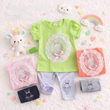Bunny Lace Pearl Top Set Pants