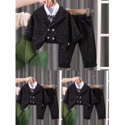 4in1 Black Jacket White Shirt Set Pants and Bow Tie