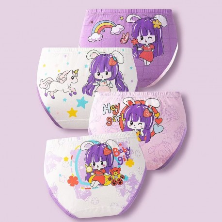 4pcs Purple Girl Underwear