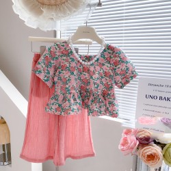 Pink Floral Top Set Pink Pants