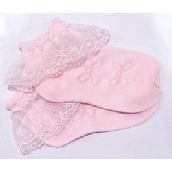 Pink Lace Ribbon Sock