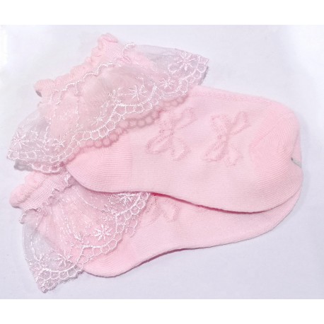 Pink Lace Ribbon Sock