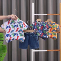Dinosaurs Shirt Set Denim Pants