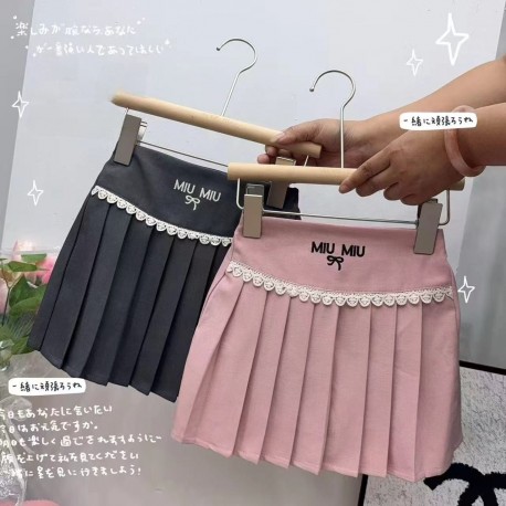 Miu Lace Pleated Skirt