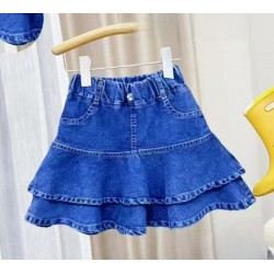 Ruffles Layered Denim Skirt