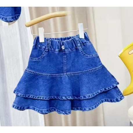 Ruffles Layered Denim Skirt