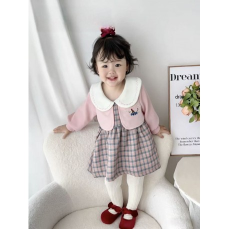 White Collar Plaid Dress