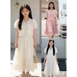2in1 White  Puffy Outer Set Lace Dress