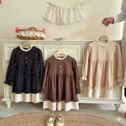 Brown Cream Patterned Ruffles Dress