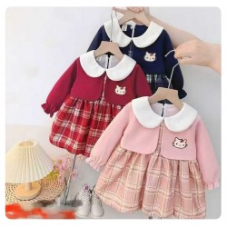 White Collar Kitty Plaid Dress