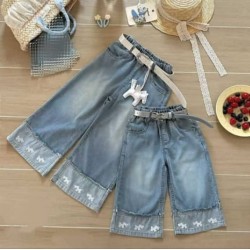 White Dog Wide Denim Pants (no belt)