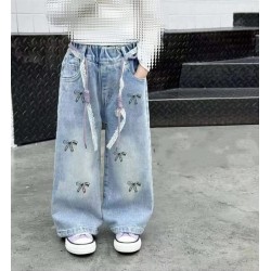 Black Ribbon Denim Pants