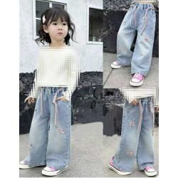 Pink Ribbon Denim Pants