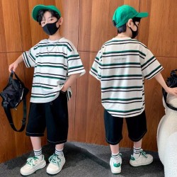 Stripe Top Set Black Pants