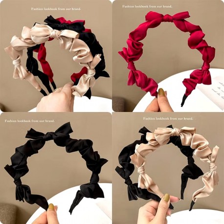 Three Ribbon Sateen Headband