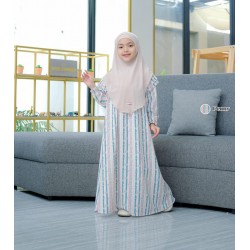 Pink Blue Pastel Stripe Gamis