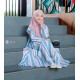 Blue Pink Stripe Gamis