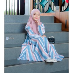 Blue Pink Stripe Gamis