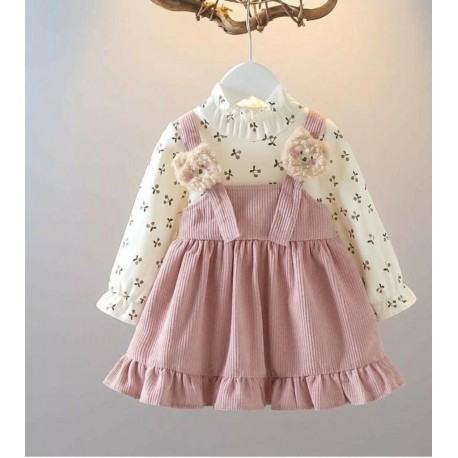 Cream Dusty Pink Bear Dress