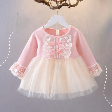 Pink Lace Ribbon Tutu Dress