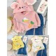 Cream Wink Bunny Carrot Ear Top Set Jeans