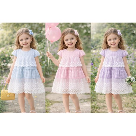 Pink Plaid Lace Dress