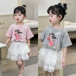 Grey Running Girl Set Lace Skort