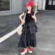 Black Plaid Layered Dress