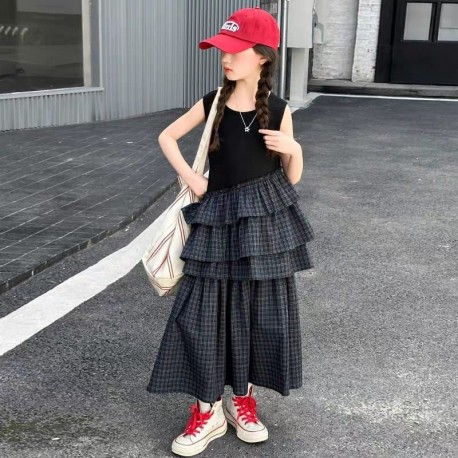 Black Plaid Layered Dress