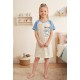 Cream Blue Morol Home Dress