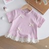 Soft Purple Little Ribbon Lace Top