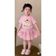 Pink Bear Lace Top Set Puffy Ribbon Skirt