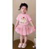 Pink Bear Lace Top Set Puffy Ribbon Skirt