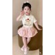Cream Bear Lace Top Set Puffy Ribbon Skirt