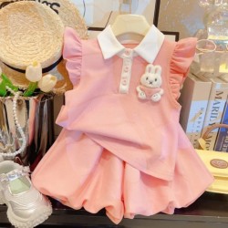 Pink Bunny Ruffles Top Set Pants