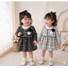 White Black Flowers Tweed Dress