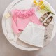 Pink Ruffles Top Set White Sparkles Skirt