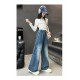 Side Ribbon Denim Pants