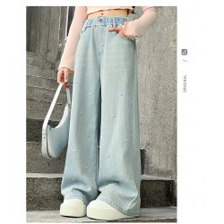 Colorful Flowers Denim Pants