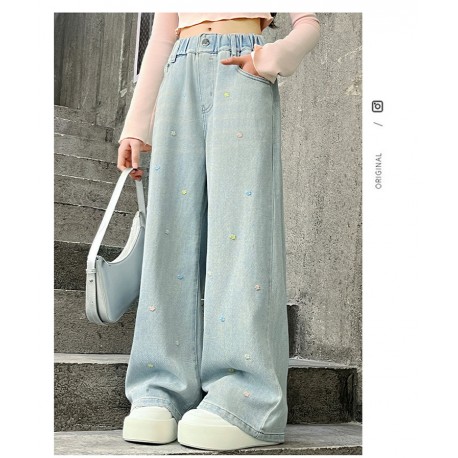 Colorful Flowers Denim Pants