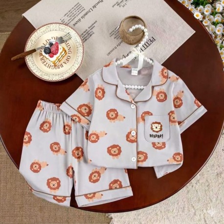 Grey Lion Button Pyjamas