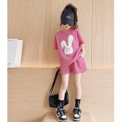 Pink Bunny Top Set Short Pants
