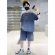 Navy Funny Top Set Short Pants