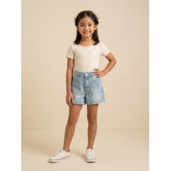 Light Blue Double Pocket Denim Short Pants